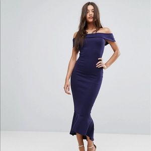 NWT Asos Navy Bardot Dress